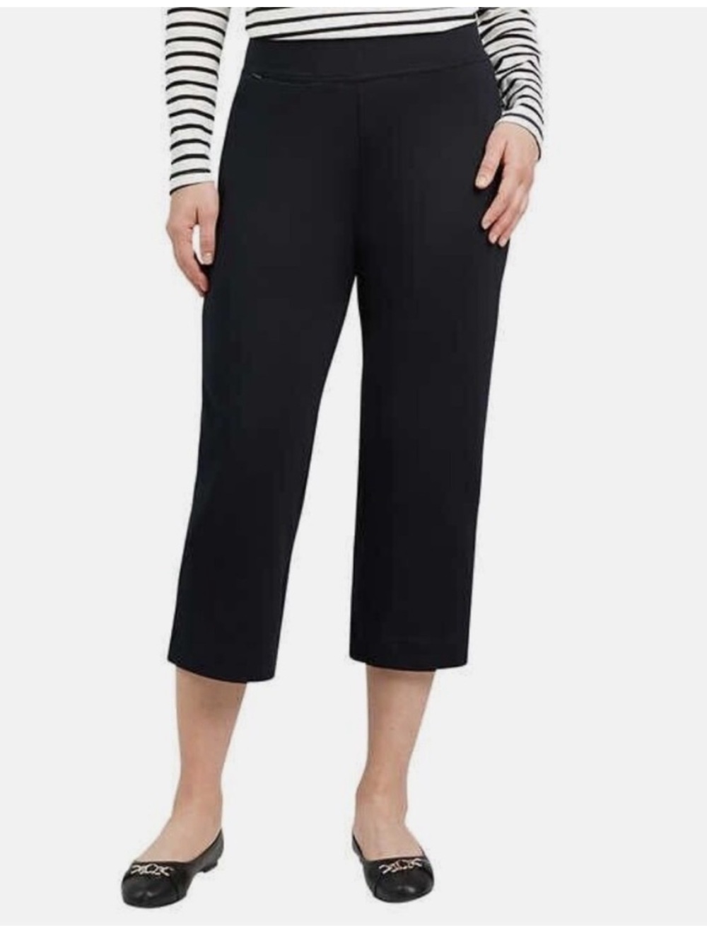 Lands End Shore Stretch Knit Knit Capri Black Wide Leg Yoga Pant XL